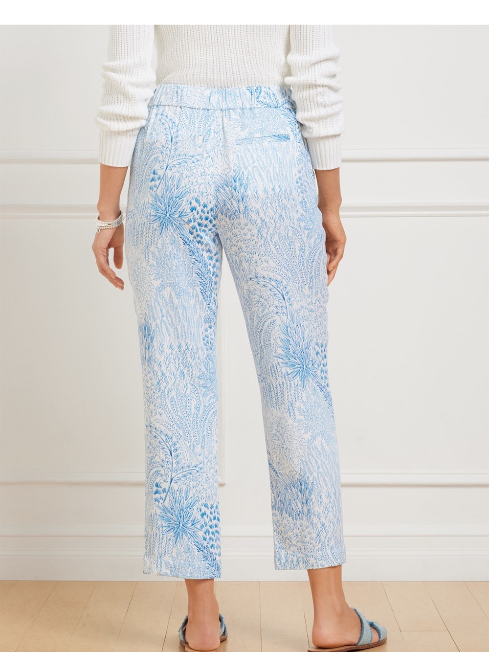 Talbots SLIM LEG CROP PANTS - BLISSFUL MEADOW NWT 2X pull on coastal summer - Picture 2 of 6